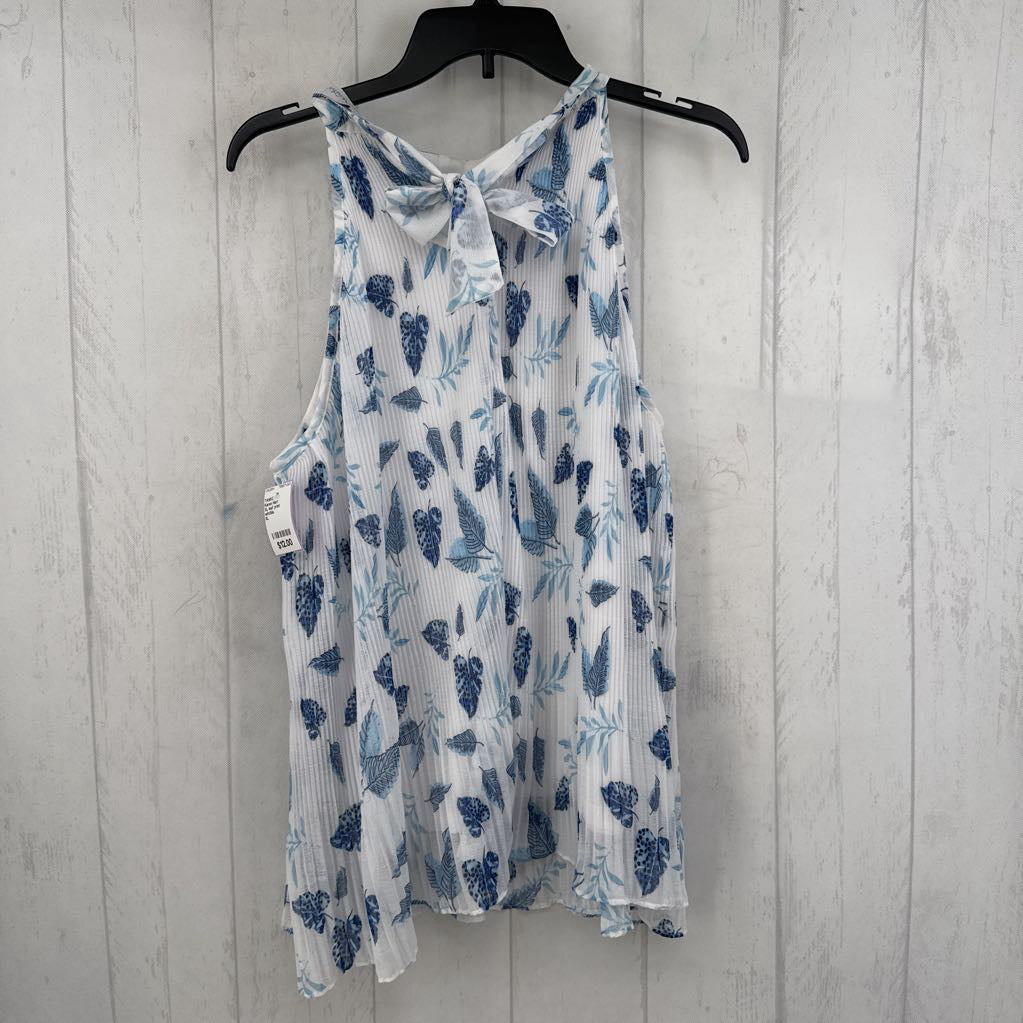 XL leaf print accordion pleated tank