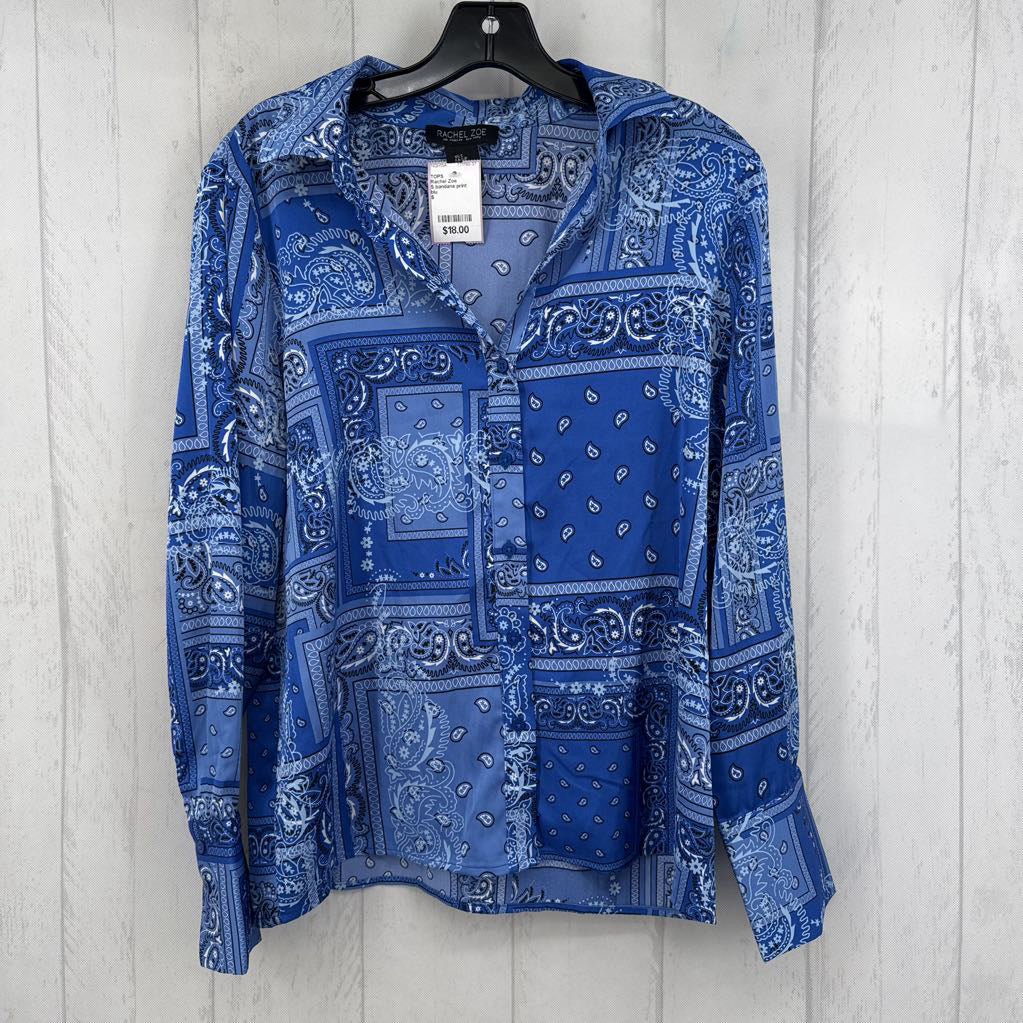 S bandana print button down l/s top