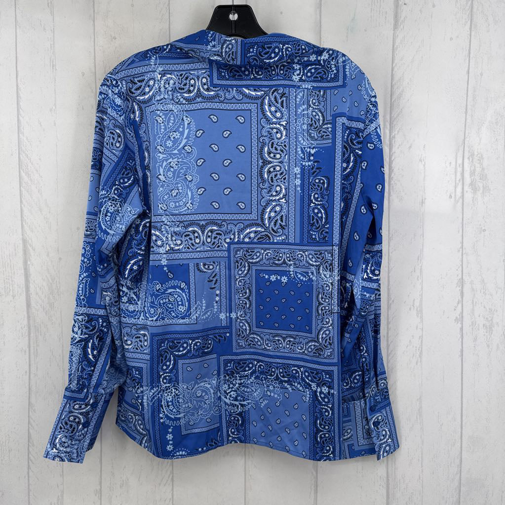 S bandana print button down l/s top