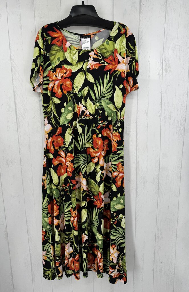 XL flo print s/s maxi dress