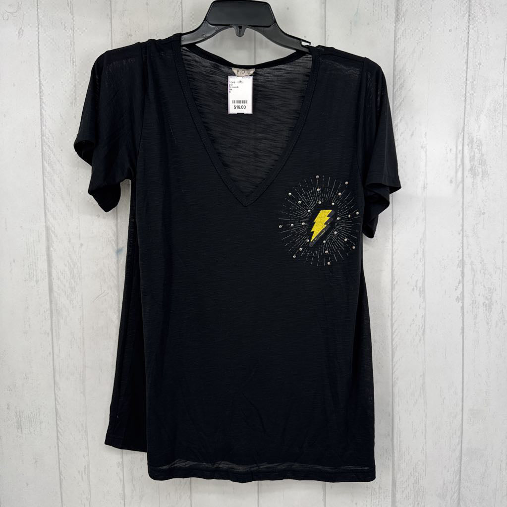 S v-neck embelished s/s tee