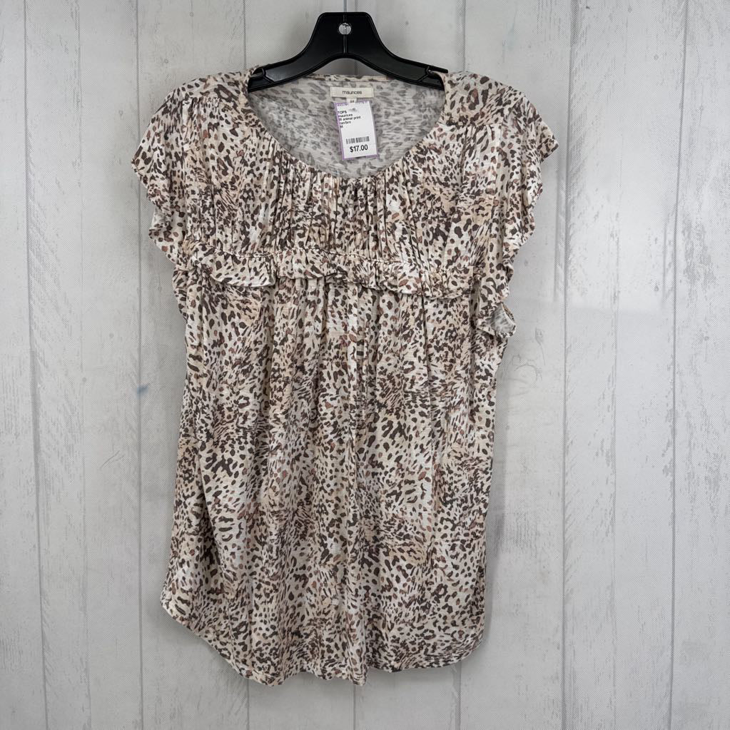 M animal print flutter slv top