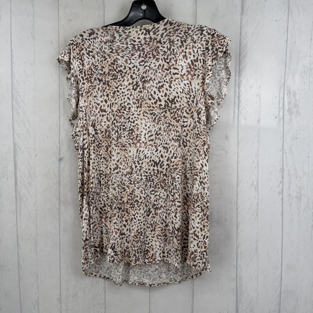 M animal print flutter slv top