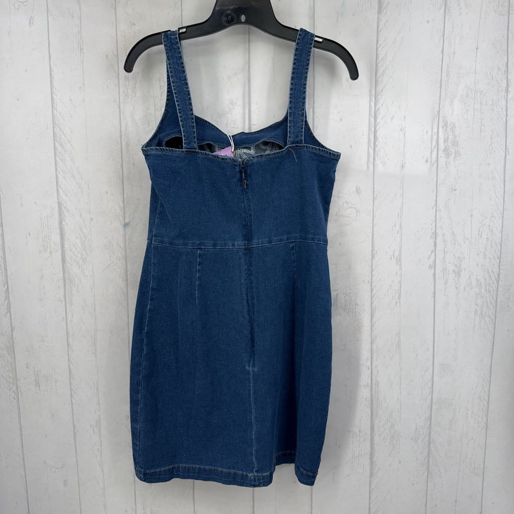R70 L embroidered slvls denim mini dress