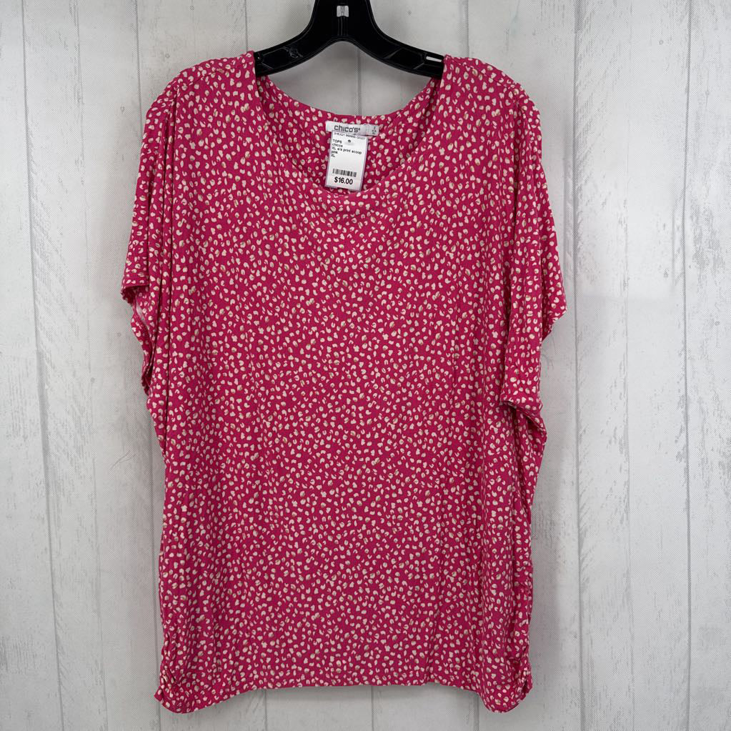 XL s/s print scoop neck top