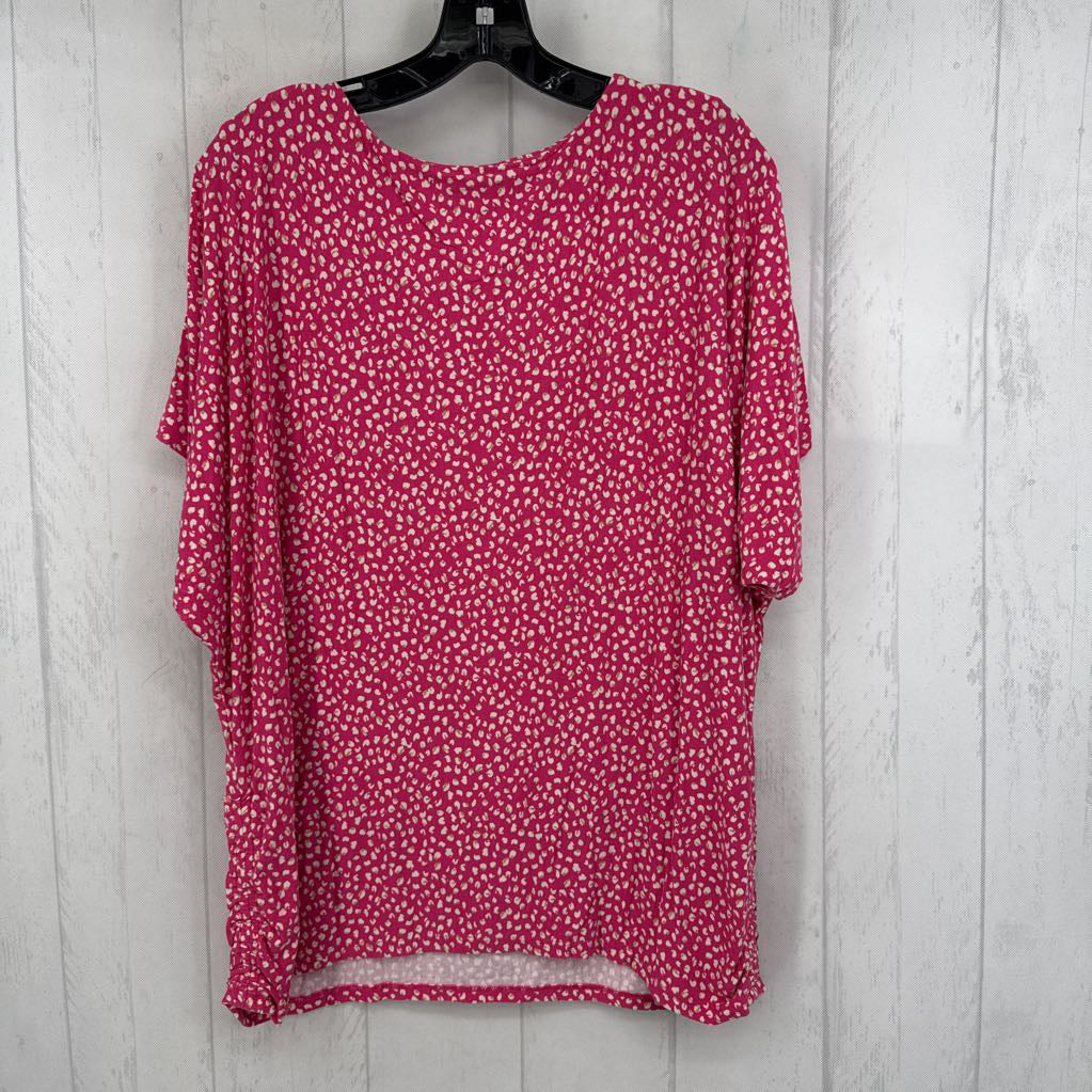 XL s/s print scoop neck top
