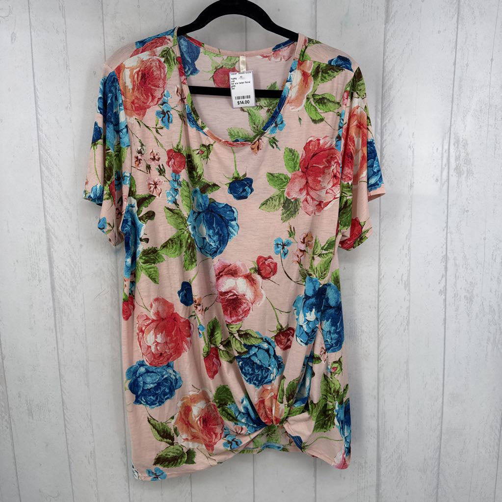 3xl s/s twist floral top