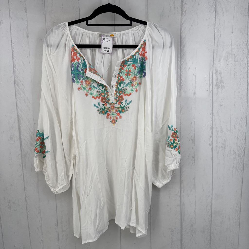 2x elvow slv embroidered top