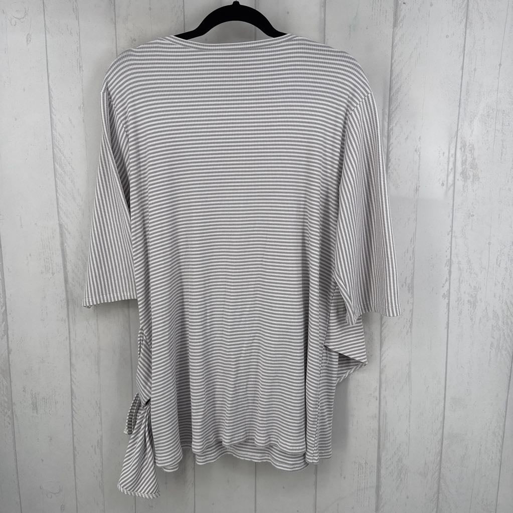 XXL s/s stripe cross over knotted top