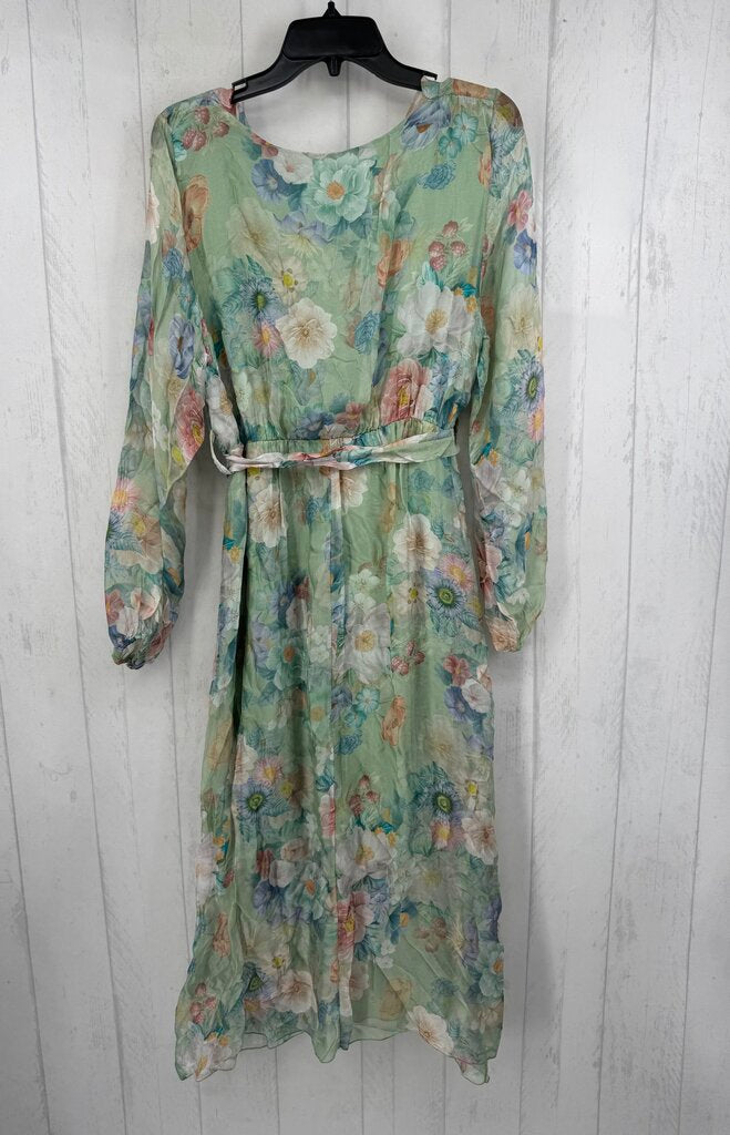 XL flo print crossover l/s dress