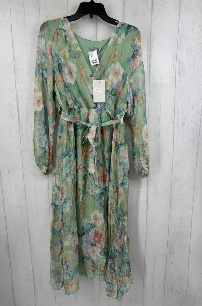 XL flo print crossover l/s dress