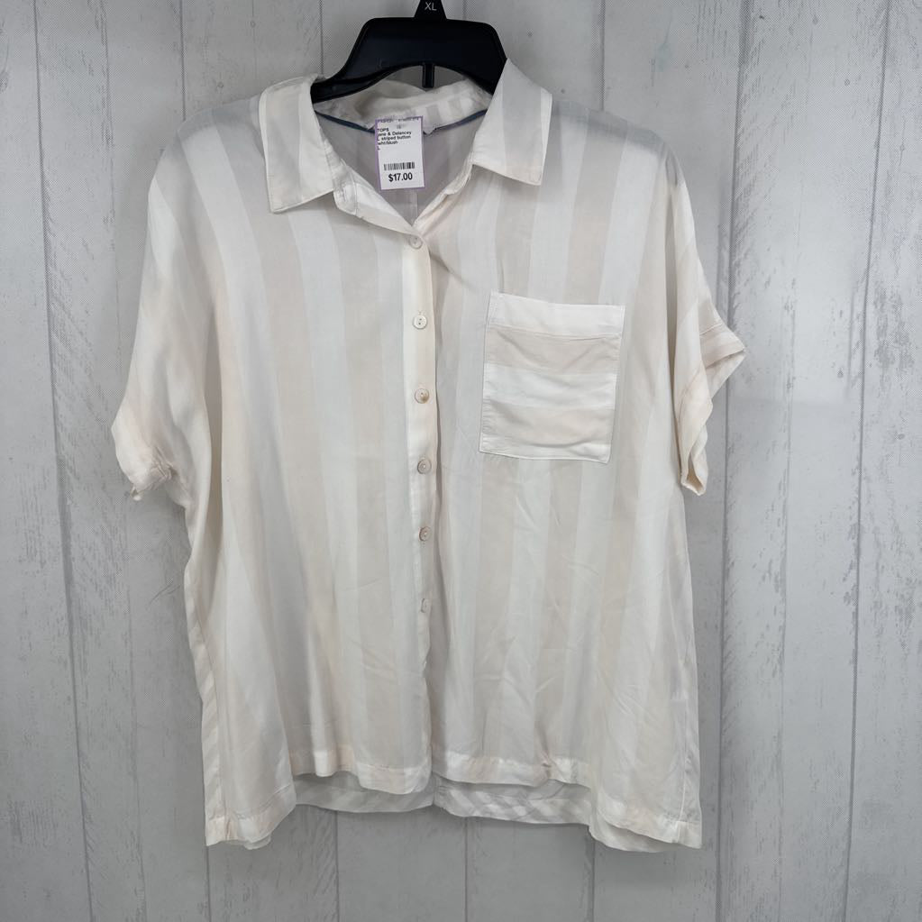 L striped button down s/s top