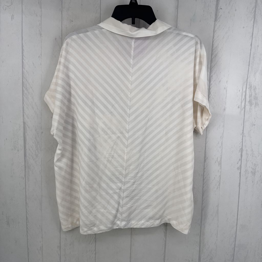 L striped button down s/s top