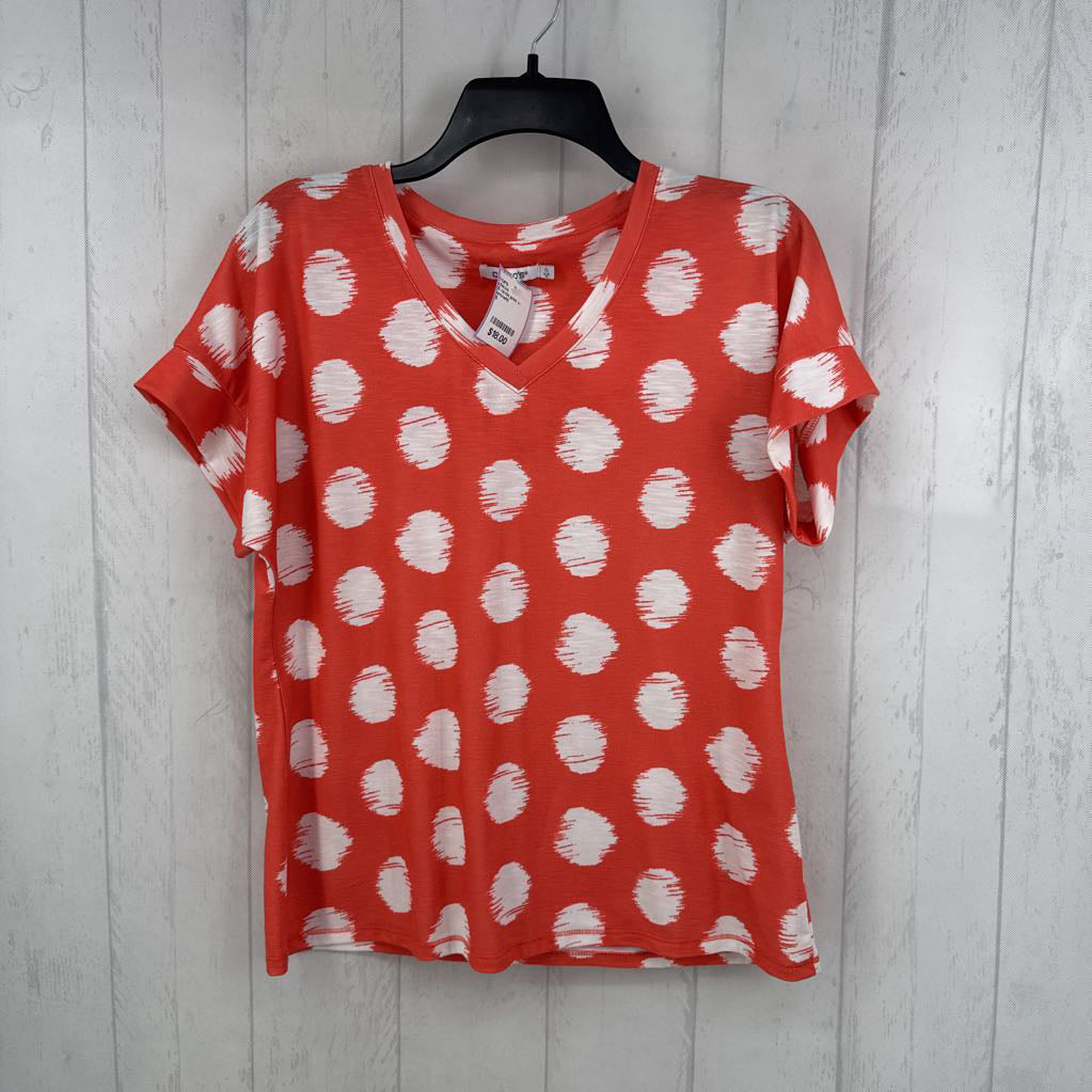 S circle print v-neck s/s tee