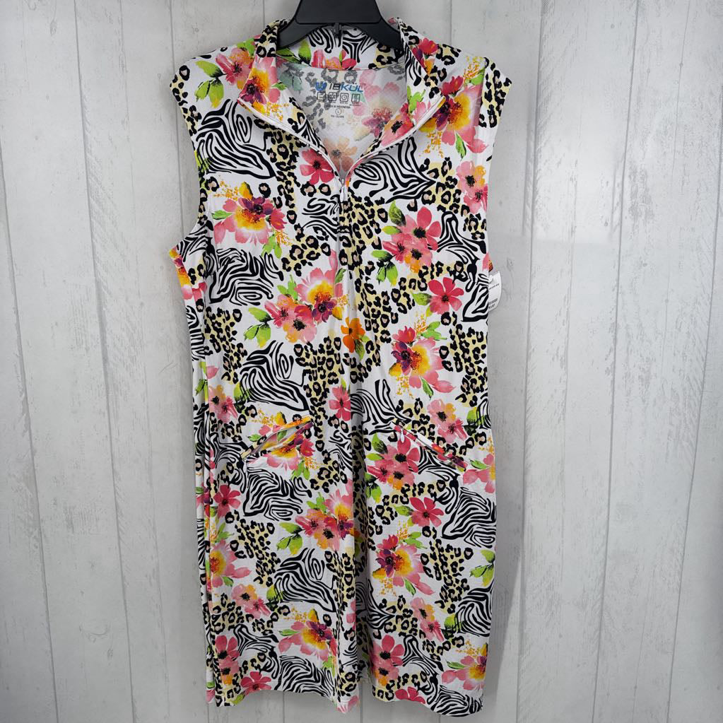 L mixed print slvls dress