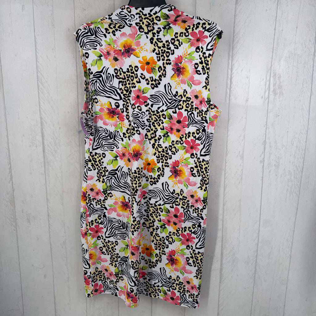 L mixed print slvls dress