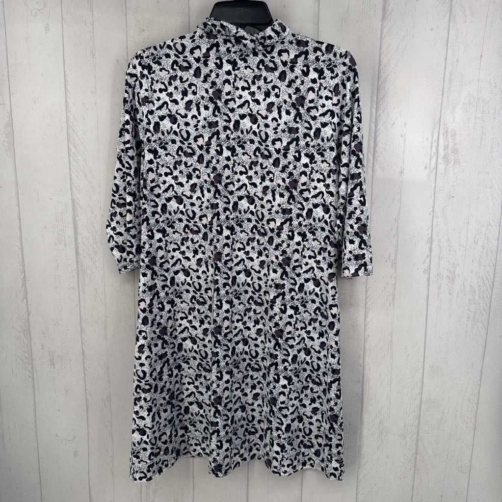 L animal print v-neck 3/4 slv dress