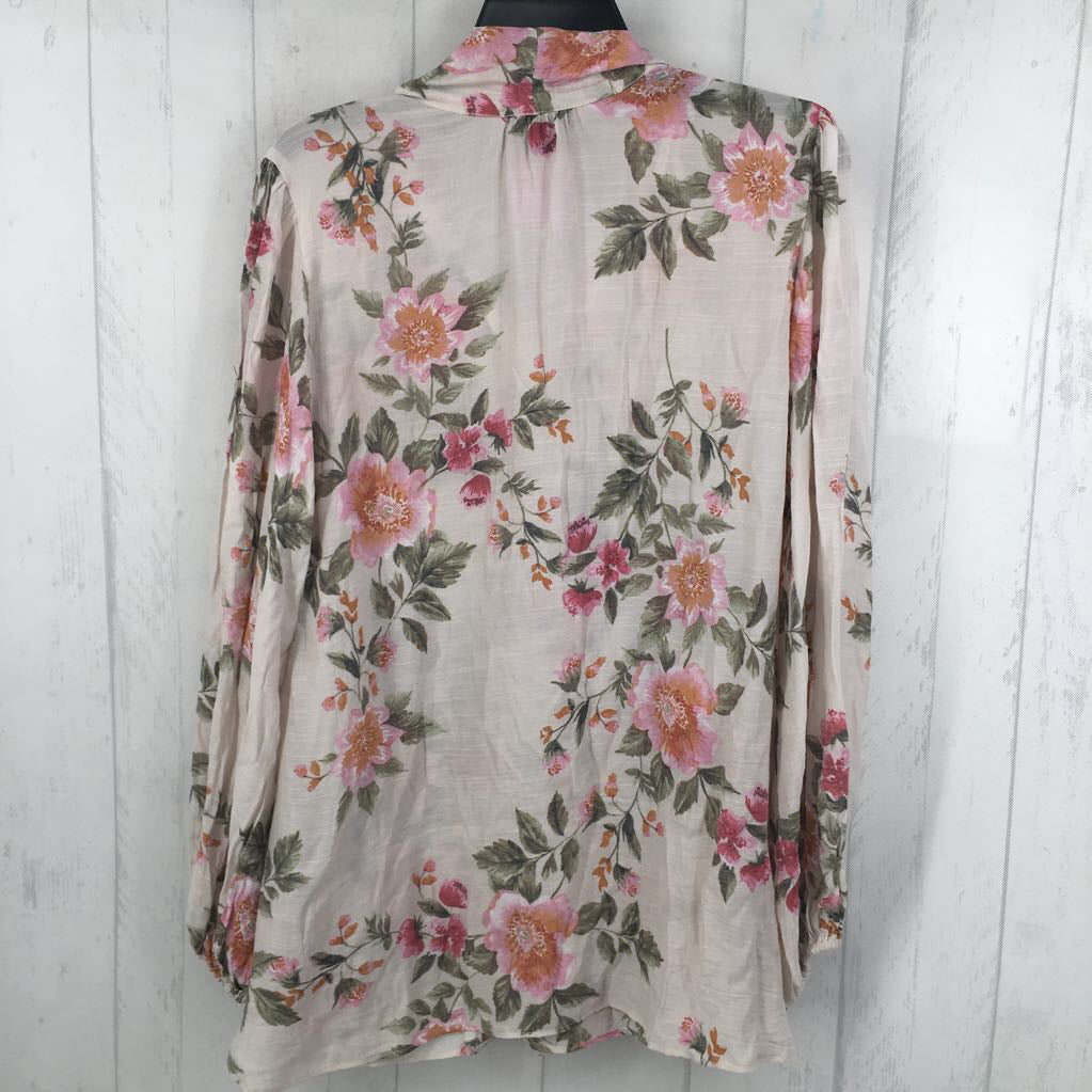 sz12 flo print button down l/s tunic