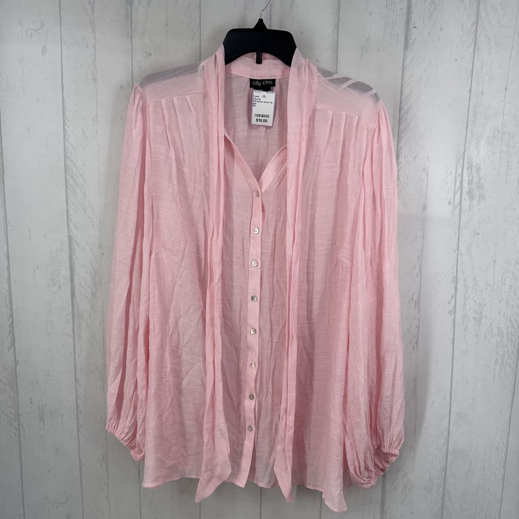 14 button down tie front l/s tunic