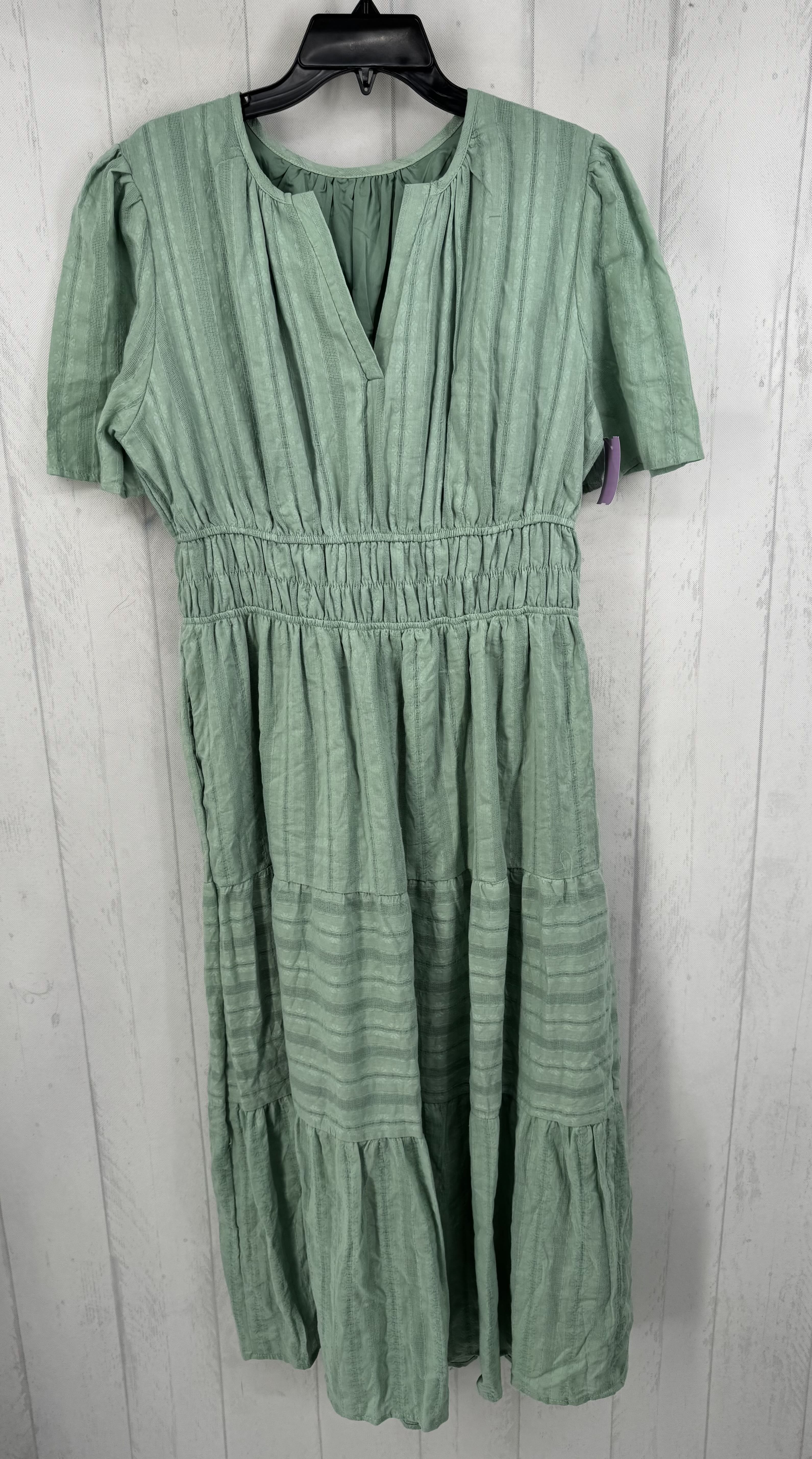 L embroidered split neck maxi dress