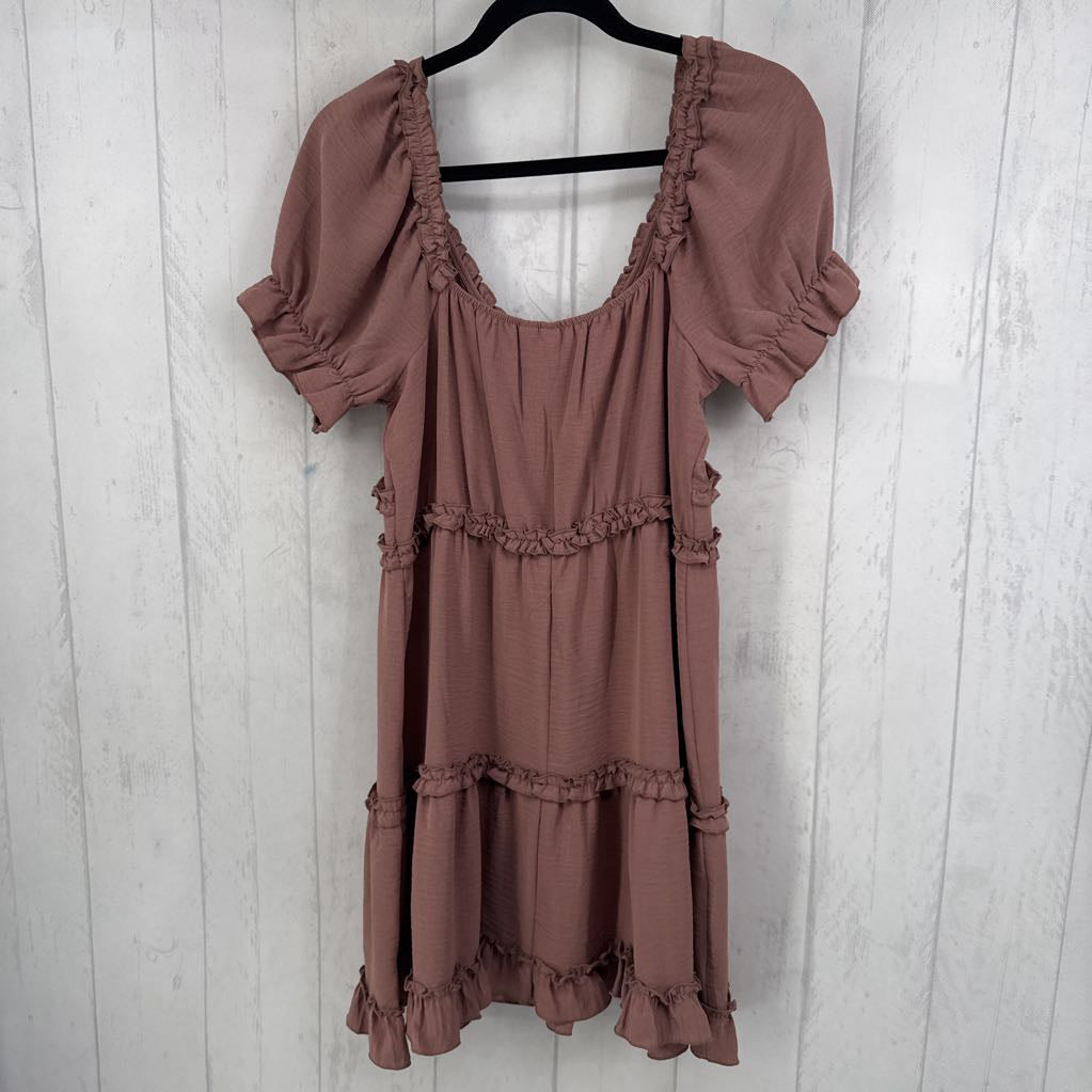 XL ruffled scoop neck s/s dress