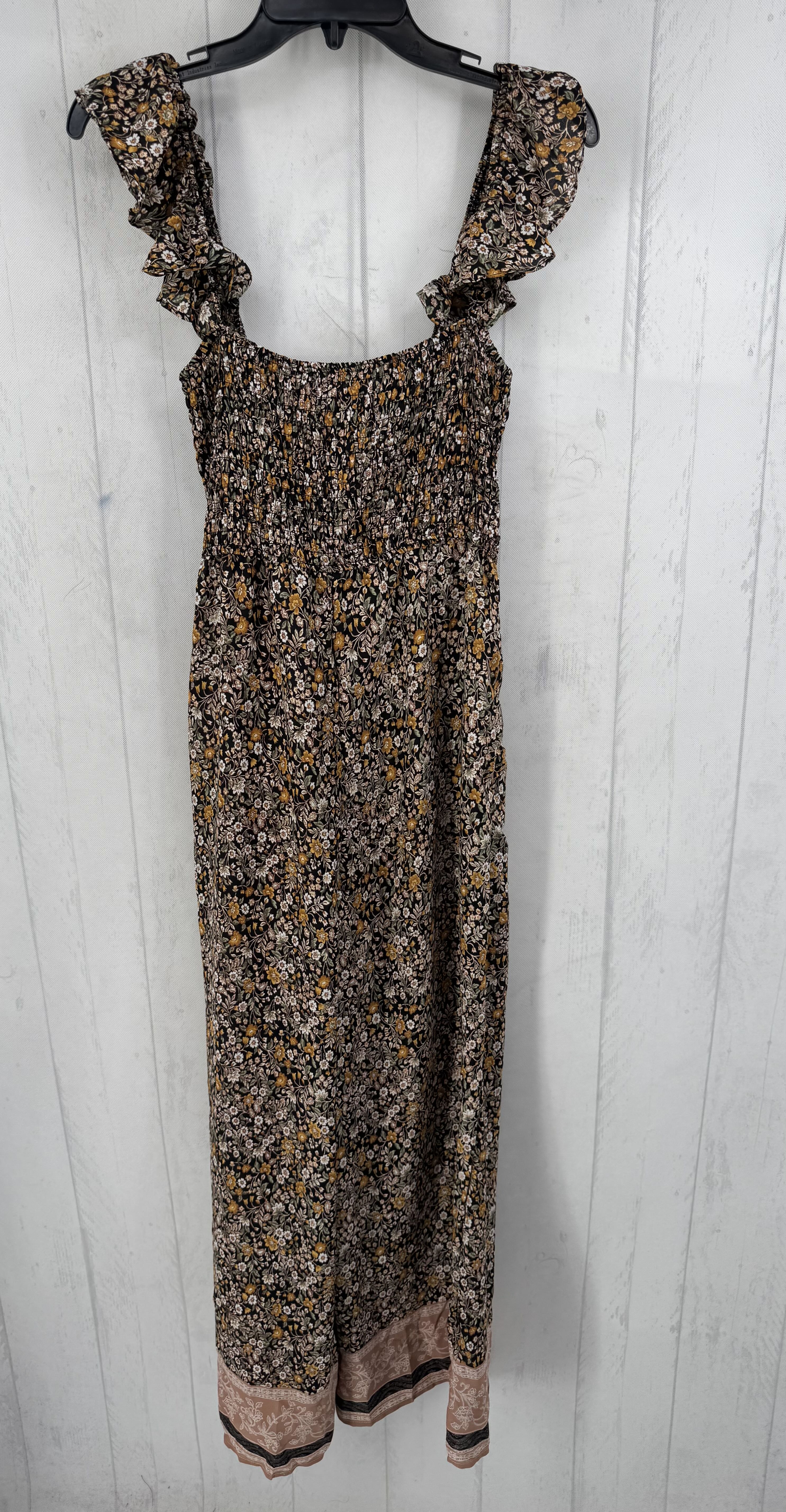 M flo print smocked slvls jumpsuit