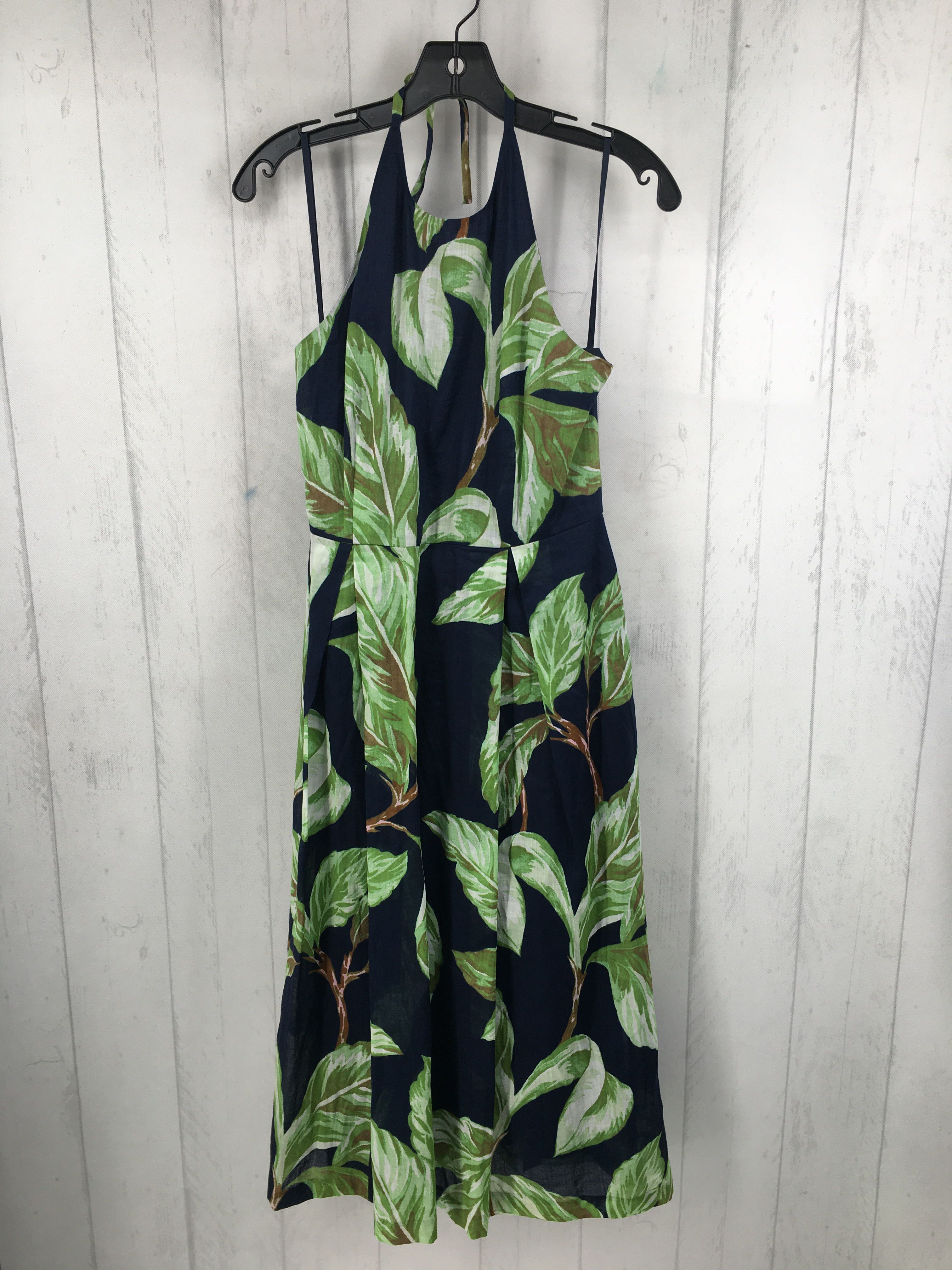 8 leaf print halter neck dress