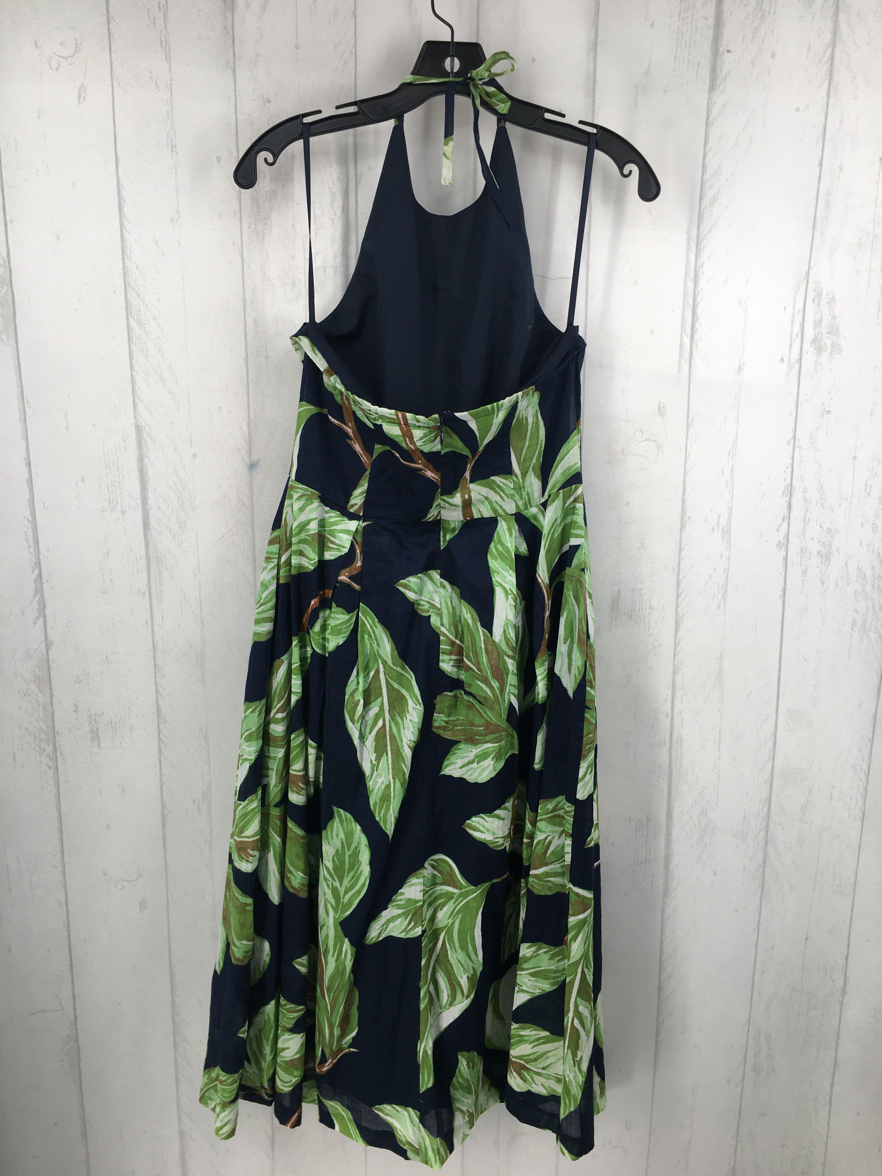 8 leaf print halter neck dress