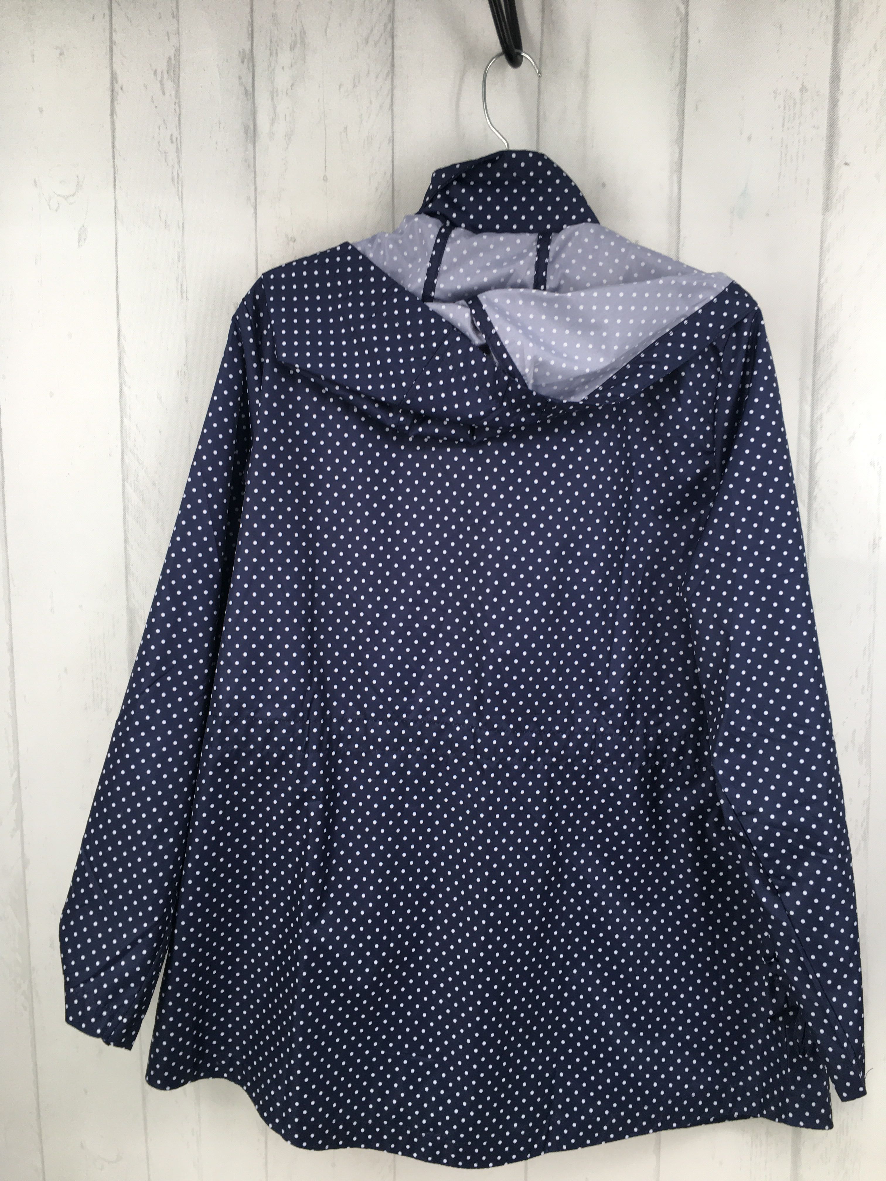 L polka dot rain jacket