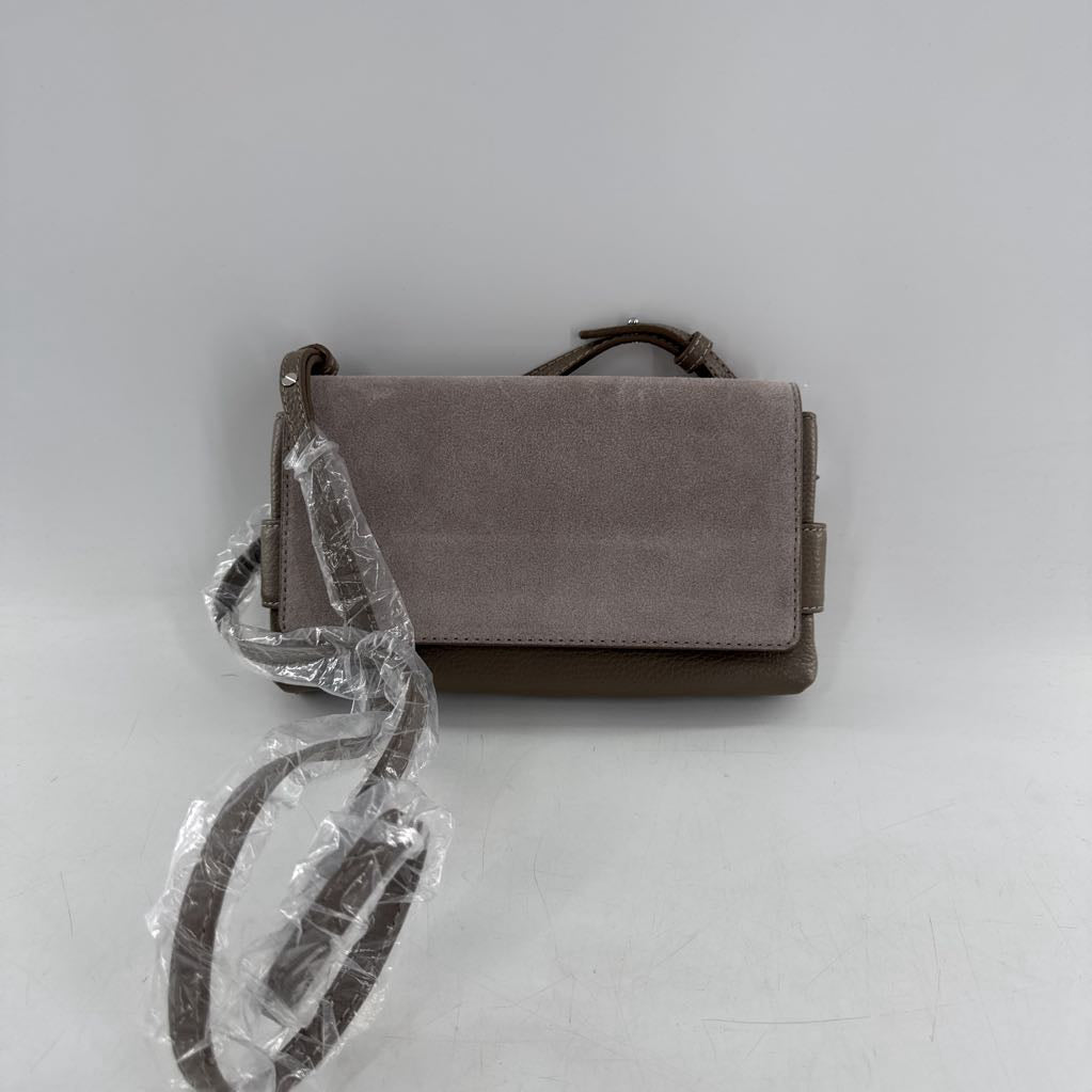 R108 suede/leather flap crossbody