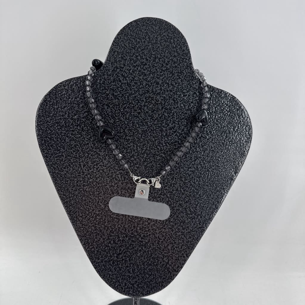 black beaded phone wristlet