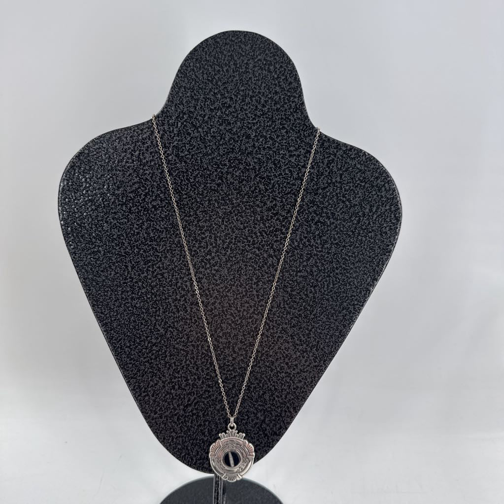 12" silver medallion charm necklace