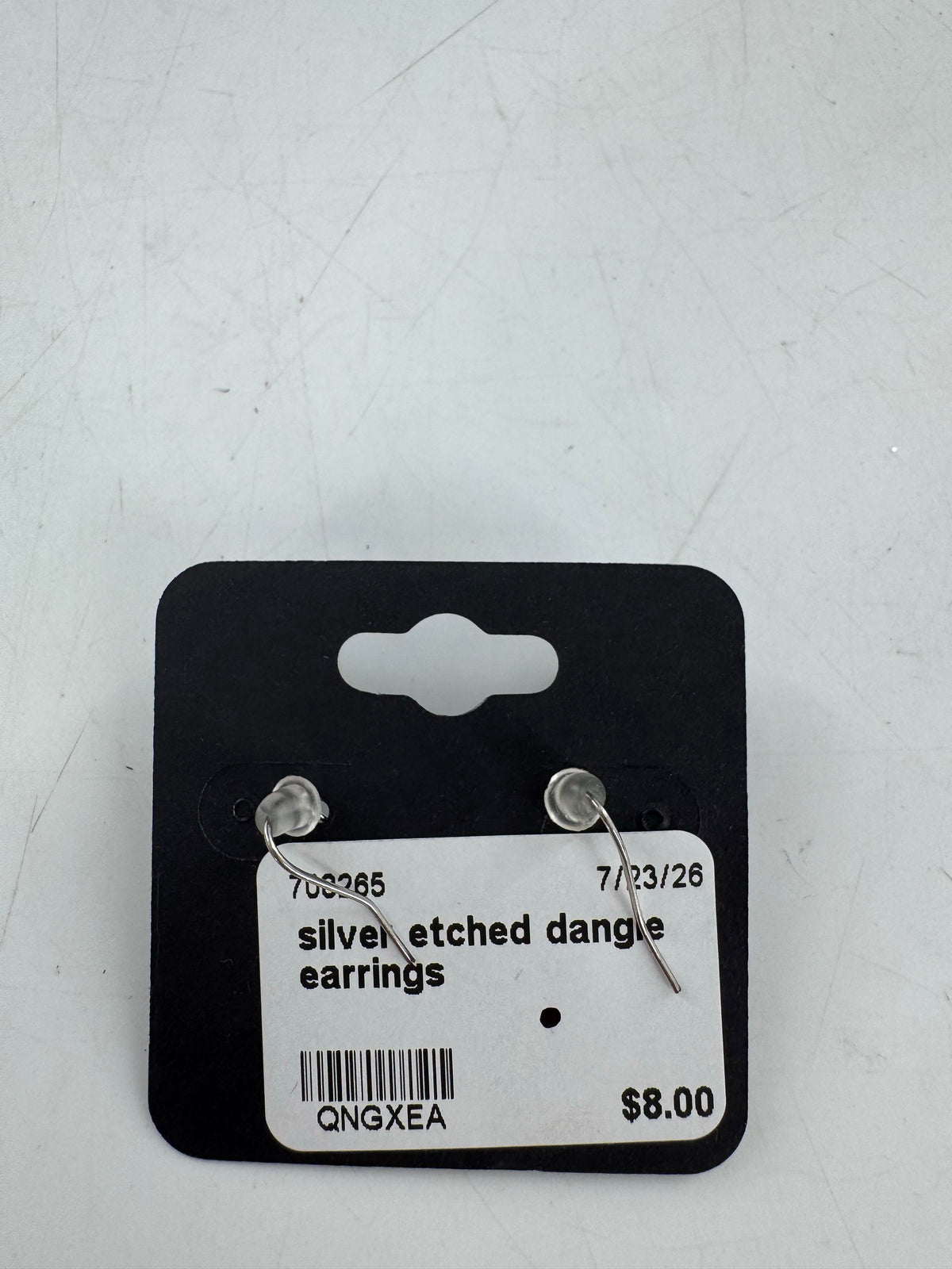 silver etched dangle earrings