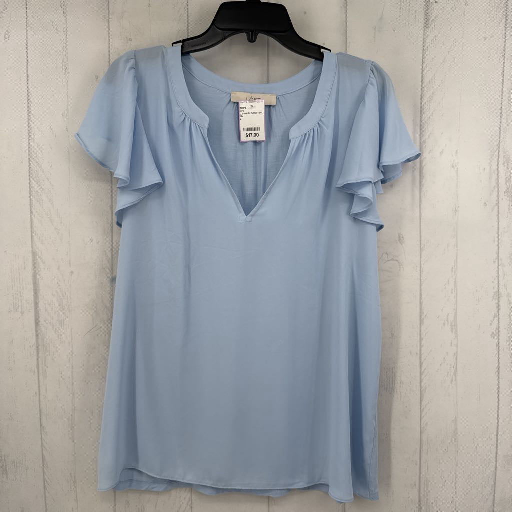 L v-neck flutter slv top