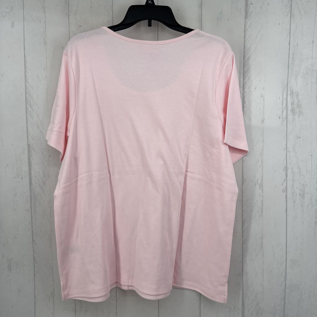 XL embelished v-neck s/s tee
