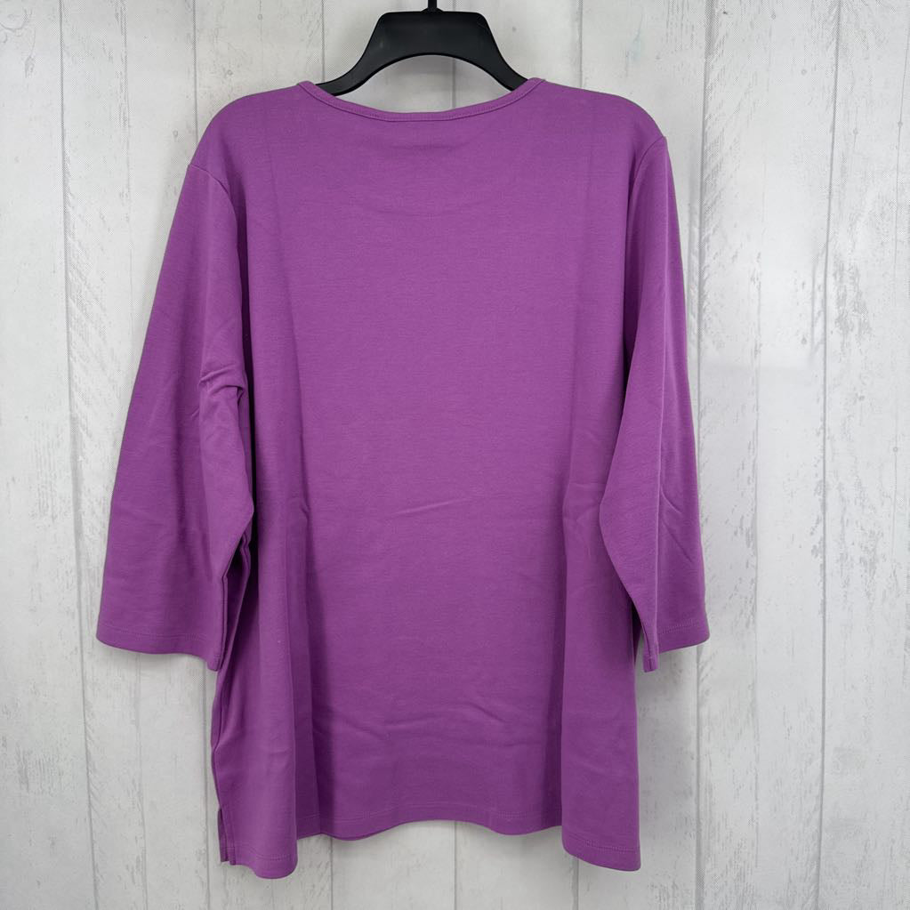 XL flo embelished v-neck 3/4 slv tee