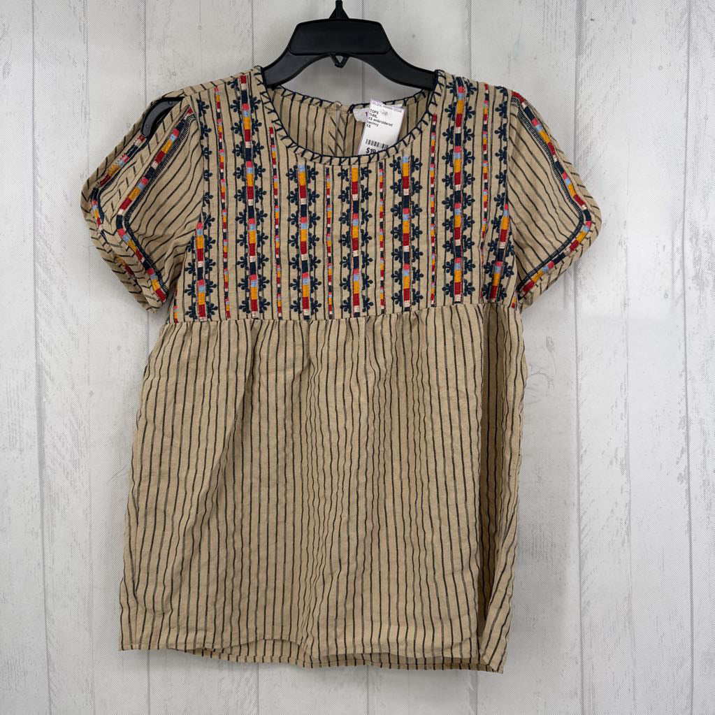 XS embroidered striped s/s top
