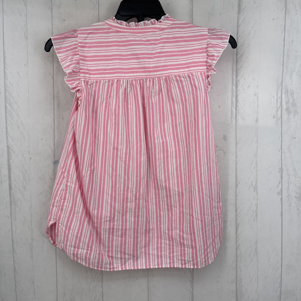 XS striped button down flutter slv top