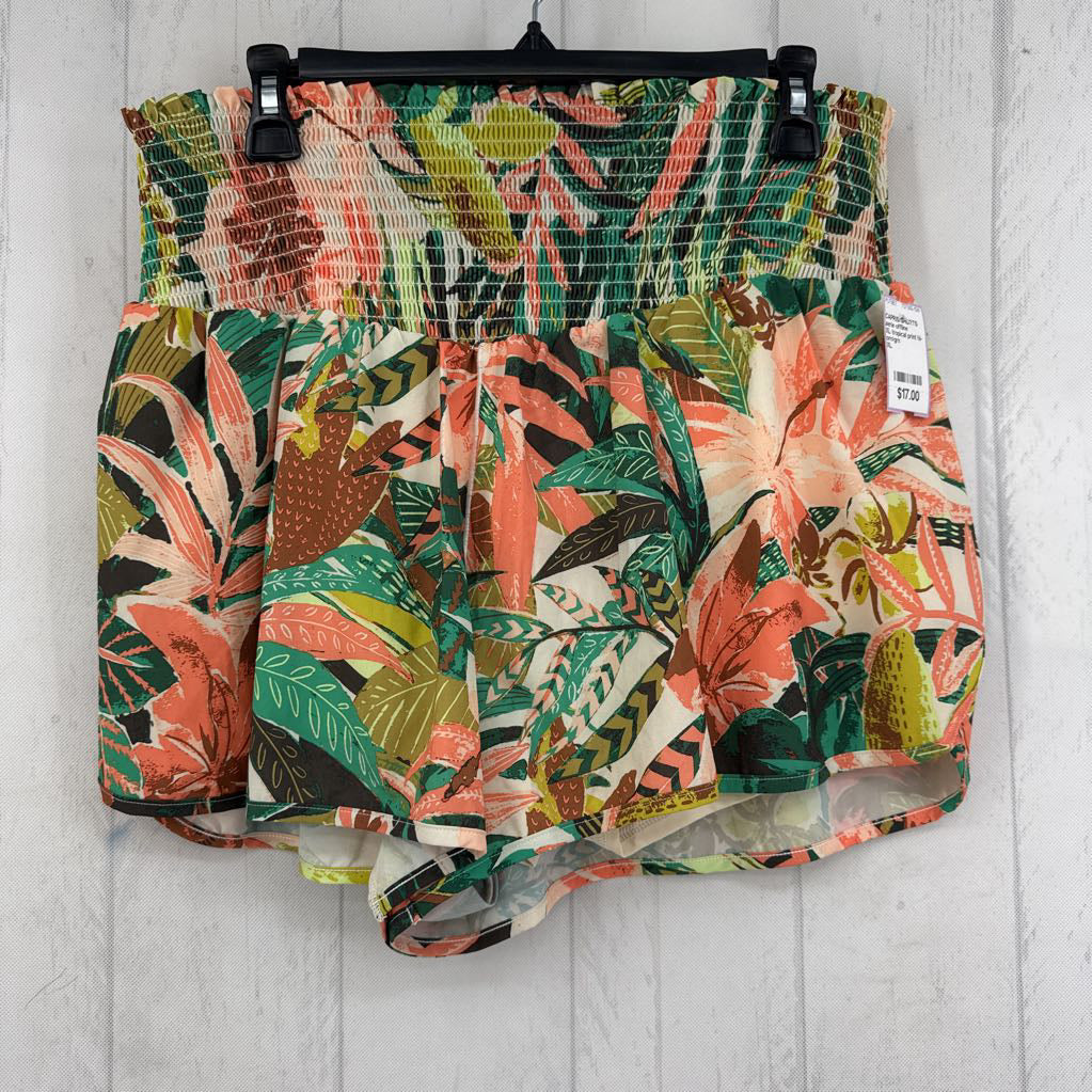 XL tropical print hi-rise shorts