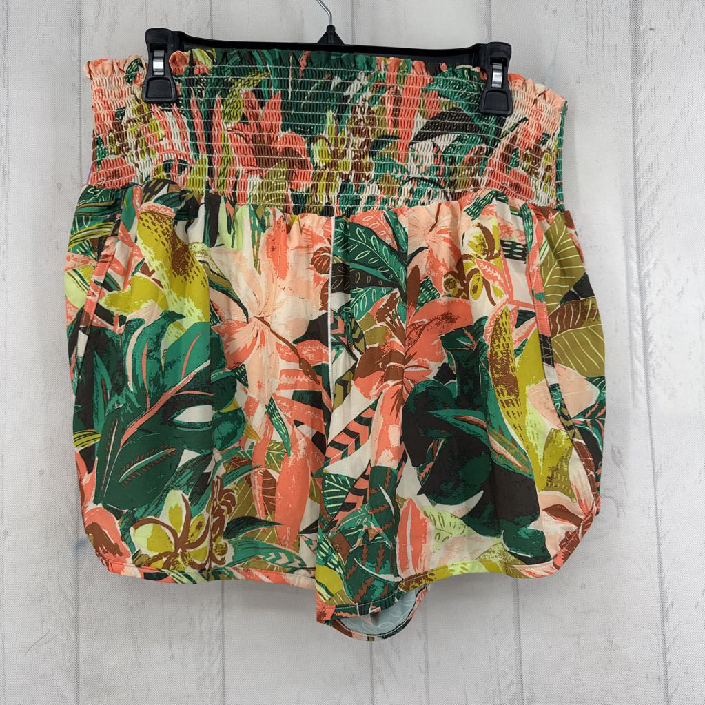 XL tropical print hi-rise shorts