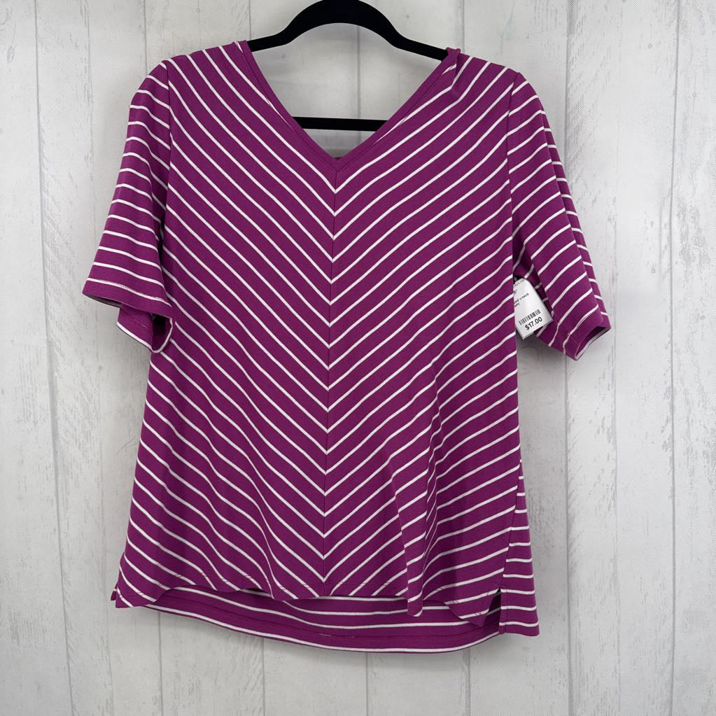 1X striped v-neck s/s tee