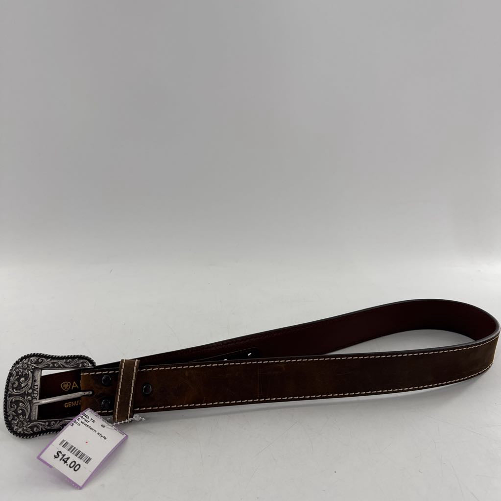 S western style brown leather belt