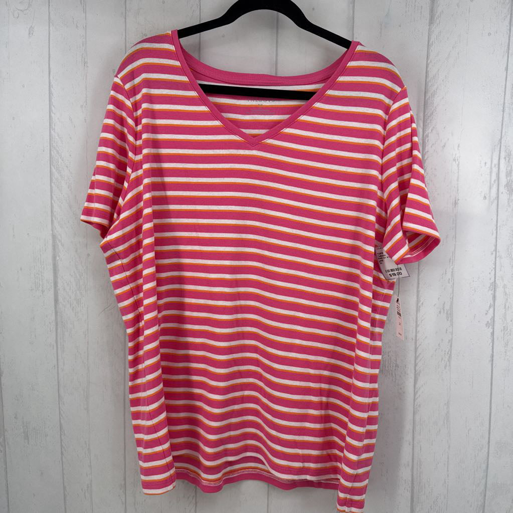 2x s/s stripe v-neck top