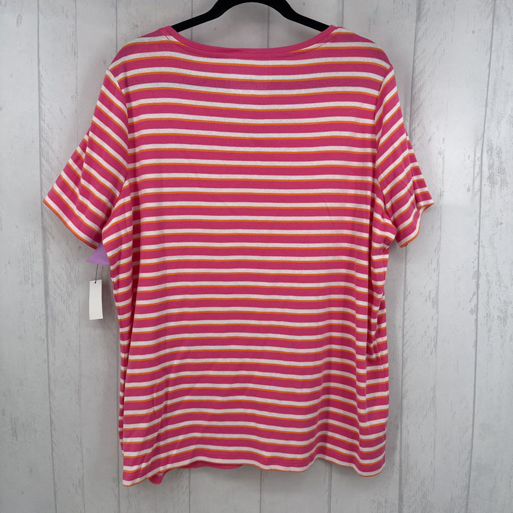 2x s/s stripe v-neck top