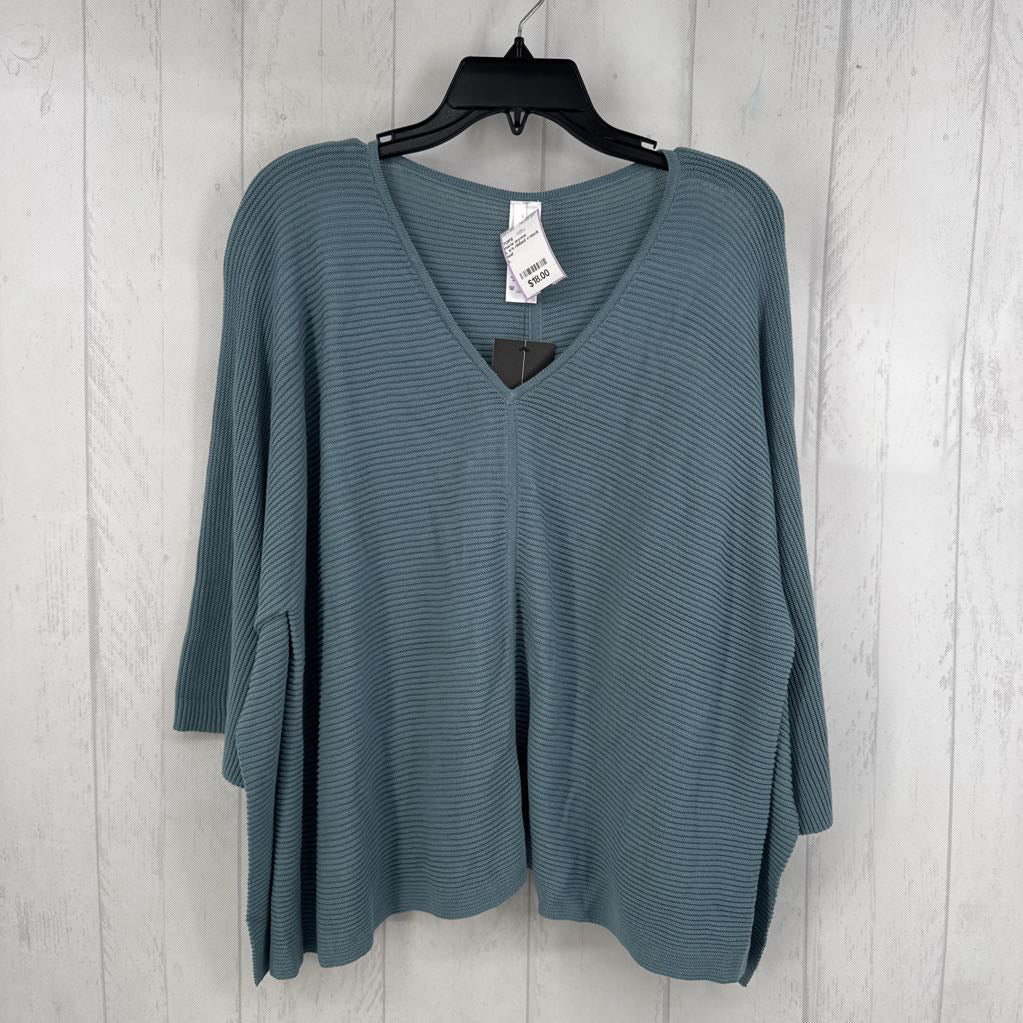 L s/s ribbed v-neck top