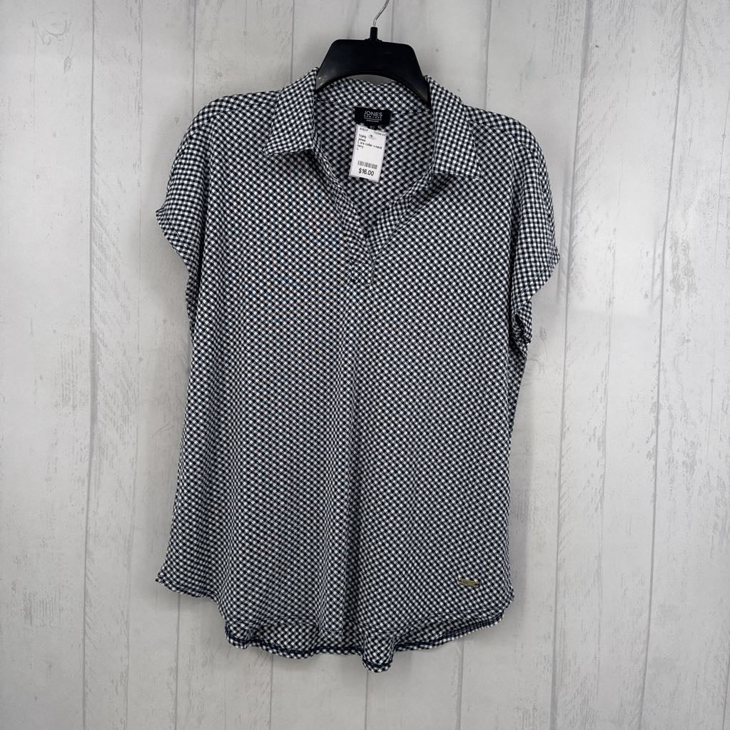 L s/s collar v-neck top