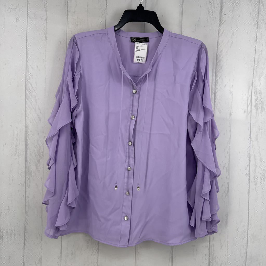 M tiered ruffle slv button shirt
