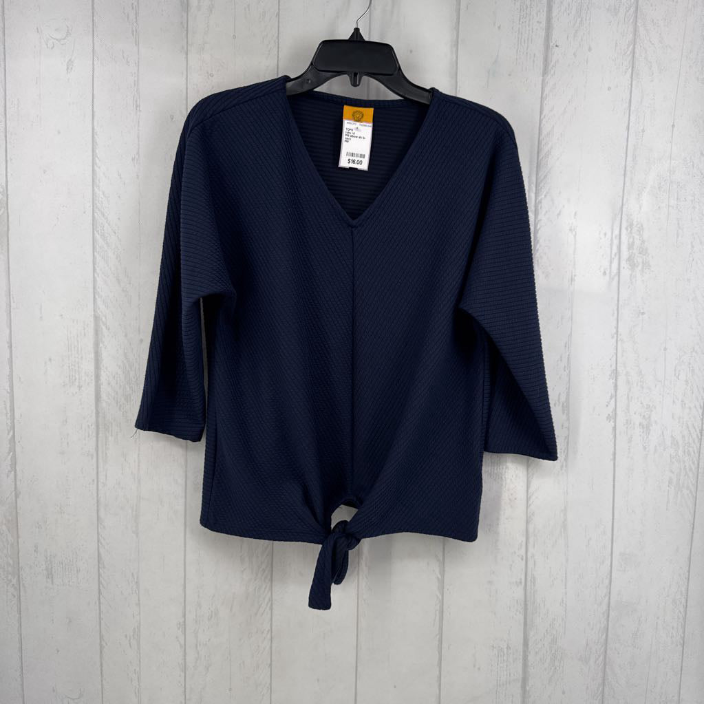 PM elbow slv b-neck knotted top