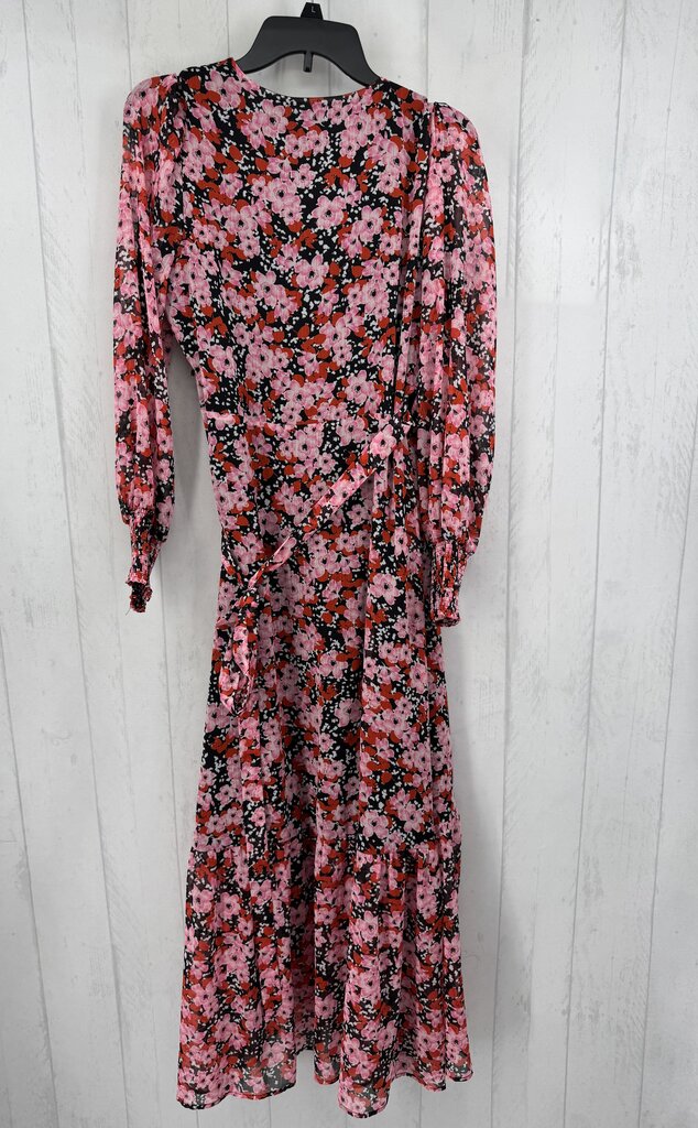 M l/s floral wrap maxi dress
