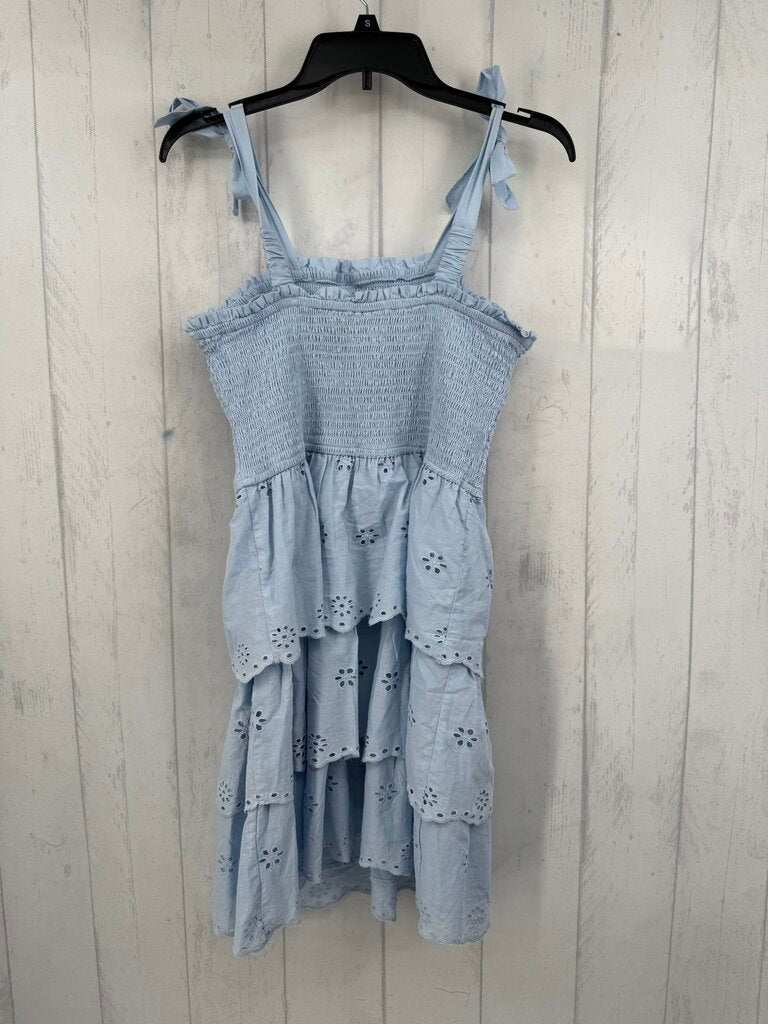 M smocked eyelet tiered ruffle tie slv dress